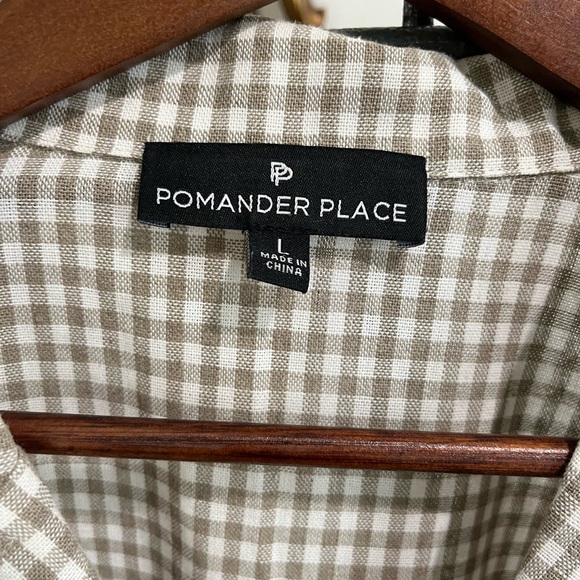 TUCKERNUCK POMANDER PLACE GINGHAM TAUPE WHITE SCARLETT LINEN COTTON BLOUSE - Picture 11 of 16